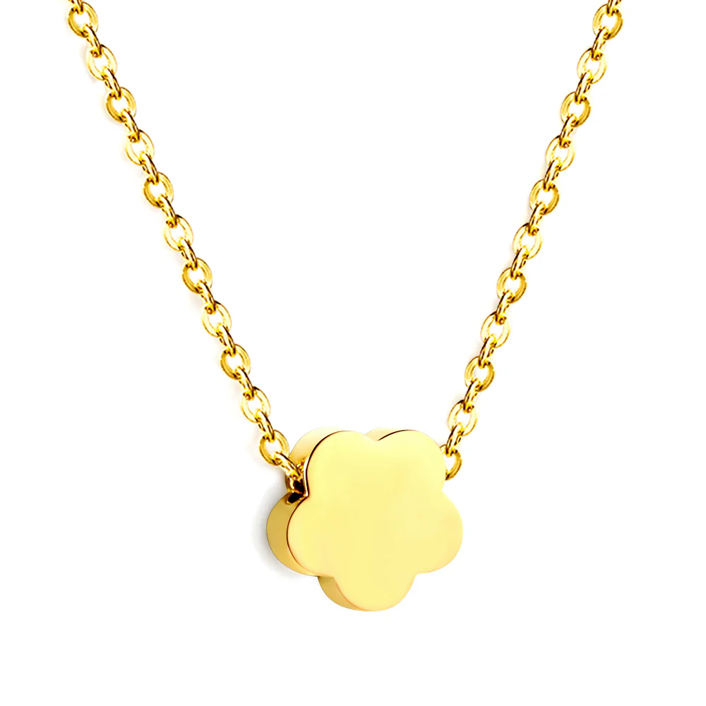Tresoli Stainless Steel Gold Color PVD Peach Blossom Pendant Necklace