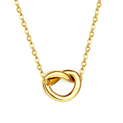 Tresoli Stainless Steel Gold Color PVD Rope Clasp Pendant Necklace