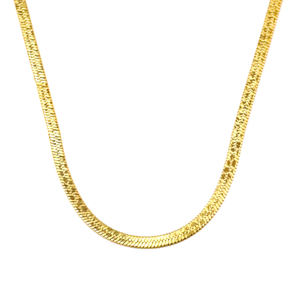 Tresoli Stainless Steel Gold Color PVD Blade Crushed Floral Necklace