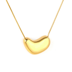 Tresoli Stainless Steel Gold Color PVD Heart Shaped Pendant With 0.9mm Round Snake Chain Necklace