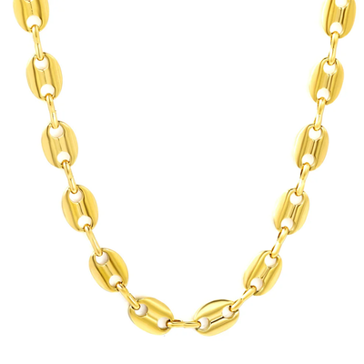 Tresoli Stainless Steel Gold Color PVD Coffee Bean Chain Necklace