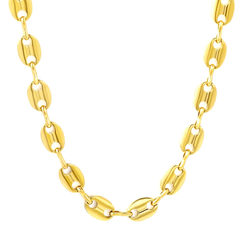 Tresoli Stainless Steel Gold Color PVD Coffee Bean Chain Necklace