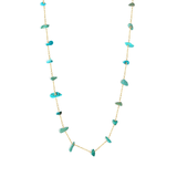 Tresoli Stainless Steel Gold Color PVD White Turquoise And Turquoise Cross Elongated Chain Necklace