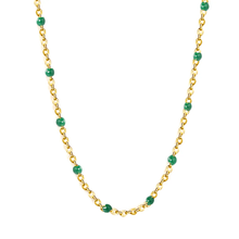 Load image into Gallery viewer, Tresoli Stainless Steel Gold Color PVD Deep Green Drip Resin Necklace