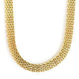 Tresoli Stainless Steel Gold Color PVD Braided Mesh Matching Chain Necklace