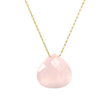 Tresoli Stainless Steel Gold Color PVD Pink Stone Elongated Chain Necklace