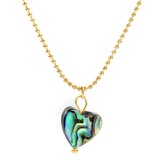 Tresoli Stainless Steel Gold Color PVD Heart Shaped Abalone Shell Pendant Necklace