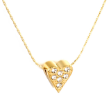 Tresoli Stainless Steel Gold Color PVD Heart Shaped Hollow Diamond Pendant With Cross Hammer Round Chain Necklace