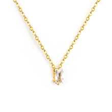Load image into Gallery viewer, Tresoli Stainless Steel Gold Color PVD Square White Zirconia Pendant Cross Chain Round Tail Plague Necklace
