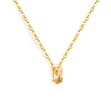 Tresoli Stainless Steel Gold Color PVD Square Champagne Zirconia Pendant Cross Chain Round Tail Plague Necklace