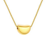Tresoli Stainless Steel Gold Color PVD Sugar Bean Pendant Square Link Chain With Round Tag Necklace