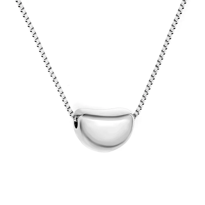 Tresoli Stainless Steel Color PVD Sugar Bean Pendant Square Link Chain With Round Tag Necklace