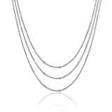 Tresoli Stainless Steel Color PVD Three Lines Round Snake Bead Round Tag Necklace