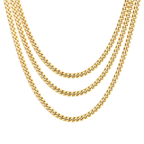 Tresoli Stainless Steel Gold Color PVD Four Sided Polished Sweater Chain Necklace With Round Tag