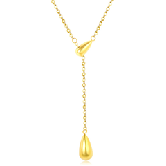 Tresoli Stainless Steel Gold Color PVD Double Teardrop Necklace