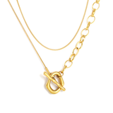 Tresoli Stainless Steel Gold Color PVD Circles Chain Toggle Clasp Pendant Necklace