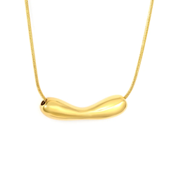 Tresoli Stainless Steel Gold Color PVD Hollow Smile Shaped Pendant Round Snake Chain With Round End Cap Necklace