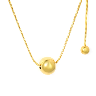 Tresoli Stainless Steel Gold Color PVD Bead Round Snake And Sweater Chain Necklace