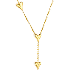 Tresoli Stainless Steel Gold Color PVD 3 Heart Shaped Necklace
