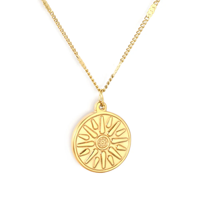 Tresoli Stainless Steel Gold Color PVD Side Mounted Polished Beads Tail Tag Oval Clasp Pendant Necklace