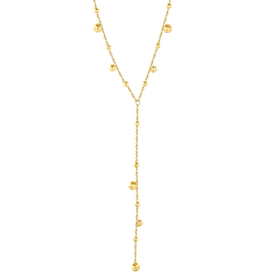 Tresoli Stainless Steel Gold Color PVD Steel Beads Tassel With Square Tail Plague Necklace