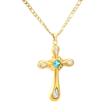 Tresoli Stainless Steel Gold Color PVD Egyptian Multicolored Cross Chain Necklace