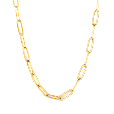 Tresoli Stainless Steel Gold Color PVD Loop Chain Necklace