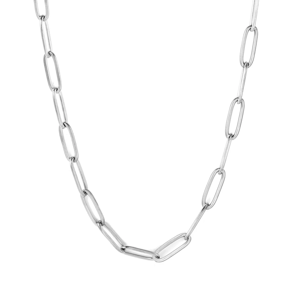 Tresoli Stainless Steel Color PVD Long Flat Cross Round Tail Necklace