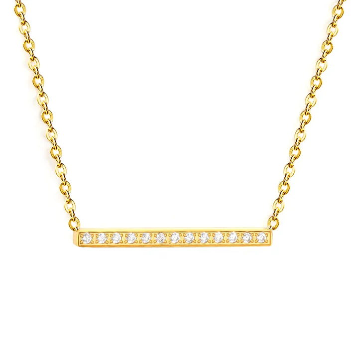 Tresoli Stainless Steel Gold Color PVD Single Cut Diamond Pendant Cross Chain Necklace
