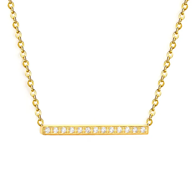 Tresoli Stainless Steel Gold Color PVD Single Cut Diamond Pendant Cross Chain Necklace