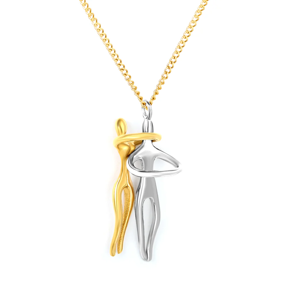 Stainless Steel And Gold Color PVD Couple's Six Faceted Chain Necklace