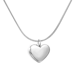 Tresoli Stainless Steel Color PVD Snake Chain Heart Pendant Necklace