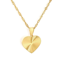Load image into Gallery viewer, Tresoli Stainless Steel Gold Color PVD Wave Chain Laser Heart Pendant Necklace