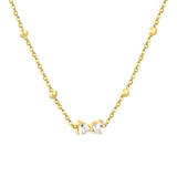 Tresoli Stainless Steel Gold Color PVD Bowknot White Zircon Cross Chain Pendant Necklace