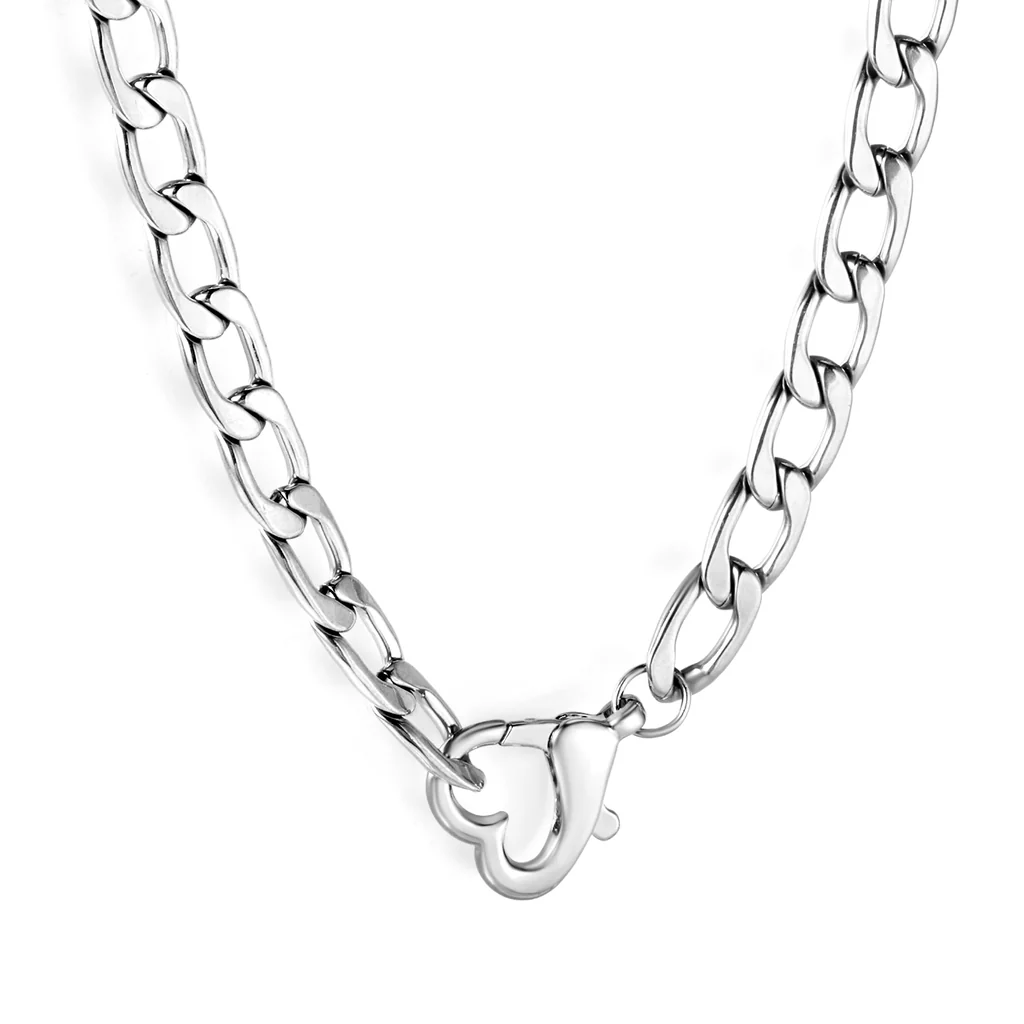 Tresoli Stainless Steel Color PVD Heart Cuban Chain Necklace