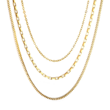 Tresoli Stainless Steel Gold Color PVD Three Tier Combination Necklace