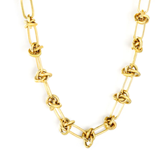 Tresoli Stainless Steel Gold Color PVD Floral Declaration Chain Necklace