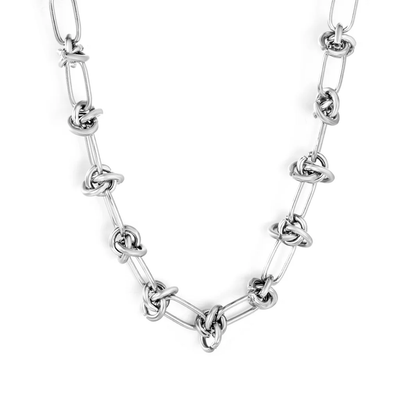 Tresoli Stainless Steel Color PVD Floral Declaration Chain Necklace
