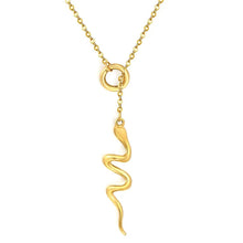 Load image into Gallery viewer, Stainless Steel Gold Color PVD Twisted Snake Pendant Necklace With Round Spring Clasp
