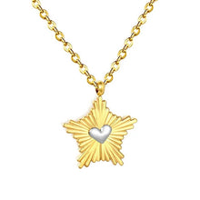 Load image into Gallery viewer, Stainless Steel Gold Color PVD Star Heart Pendant Cross Chain Necklace