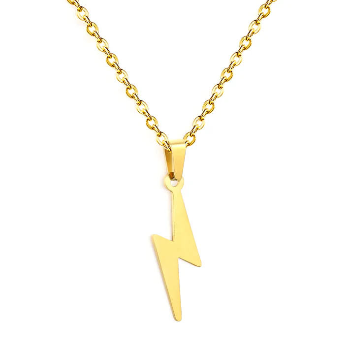 Tresoli Stainless Steel Gold Color PVD Lightning Pendant Necklace