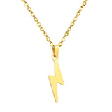 Tresoli Stainless Steel Gold Color PVD Lightning Pendant Necklace