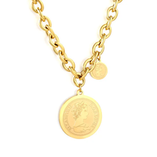 Load image into Gallery viewer, Tresoli Stainless Steel Gold Color PVD Disc Pendant Necklace