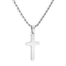 Load image into Gallery viewer, Tresoli Stainless Steel Color PVD Brushed Cross Pendant Necklace