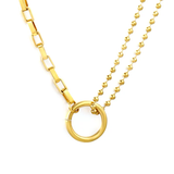 Tresoli Stainless Steel Gold Color PVD Geometric Circle Necklace
