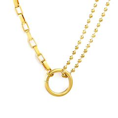 Tresoli Stainless Steel Gold Color PVD Geometric Circle Necklace