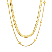 Load image into Gallery viewer, Tresoli Stainless Steel Gold Color PVD Bead Gripping Blade Chain Necklace