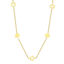 Load image into Gallery viewer, Tresoli Stainless Steel Gold Color PVD Hollow Maple Leaf And Polished Maple Leaf Charm Necklace