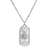 Stainless Steel Color PVD Rectangle Pendant Necklace