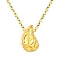 Load image into Gallery viewer, Stainless Steel Gold Color PVD Textured Teardrop Pendant Necklace